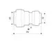 Steckverbinder von Fränkische, abgebildet in technischer Zeichnung, mit detaillierten Maßen und einem klaren, schematischen Design.
